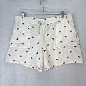 Feeling Proud White Rainbow Embroidered Drawstring Shorts Womens L‎ Pride Summer